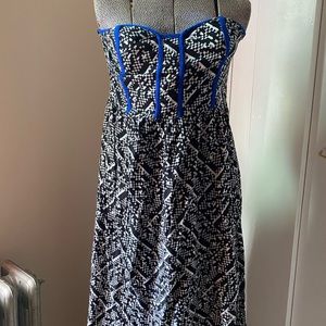 High-Low Geometric Strapless Dress EUC